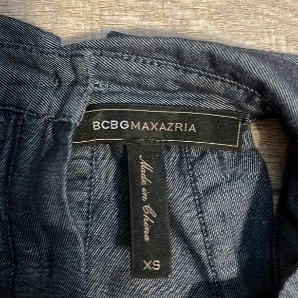 BCBGMAXAZRIA cold shoulder long sleeve button up dress dark blue XS - Picture 14 of 15